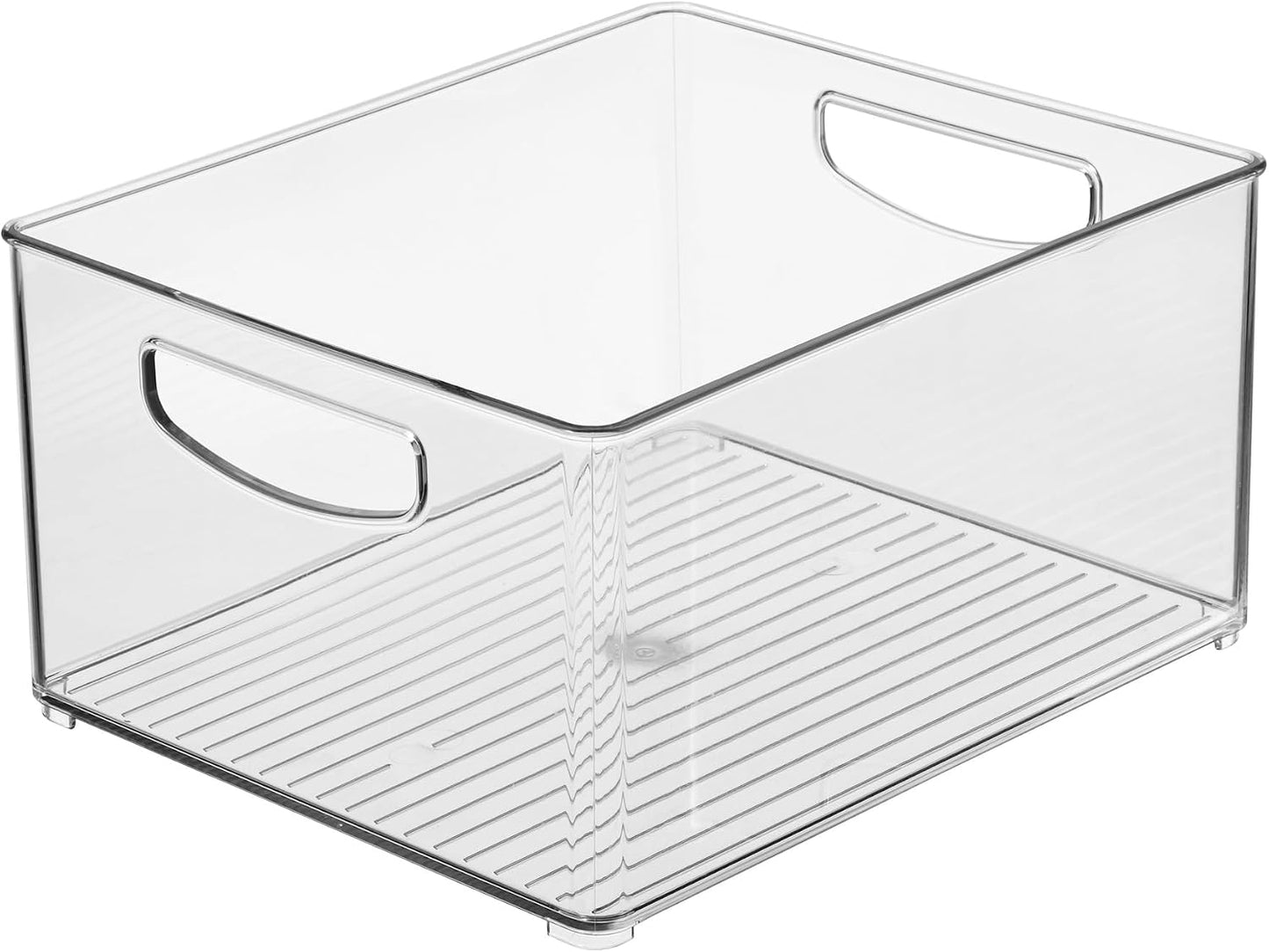 iDesign Stackable Clear Plastic Bin with Handles, 2-Pack | Kitchen Organizers and Storage, For Fridge and Pantry