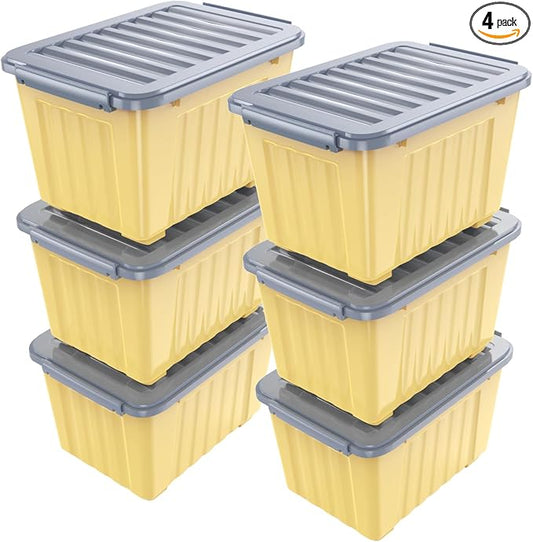 Nazhura Plastic Storage Bin, Stackable and Nestable Storage Boxes by NazhuraGoodCompanionAtHome