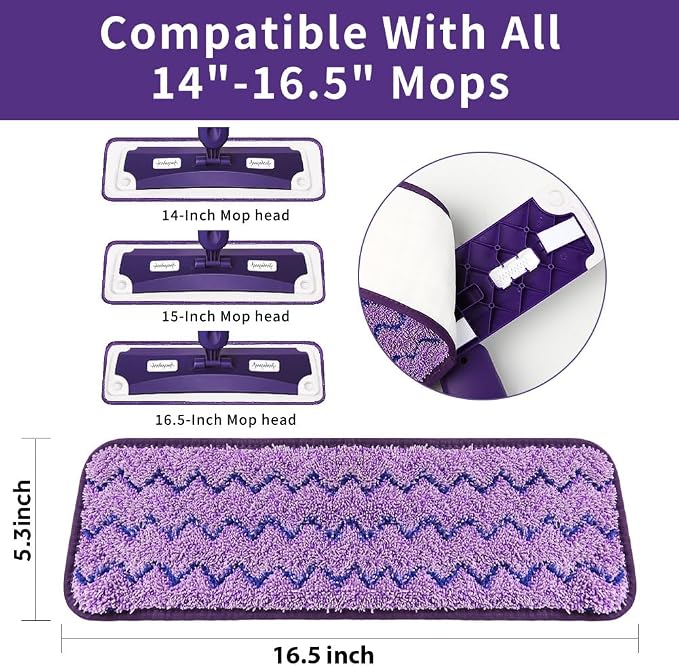 16.5 inch Mop Pads Refills, 3 Pack Microfiber Reusable Replacement Mop Pads - Image 2