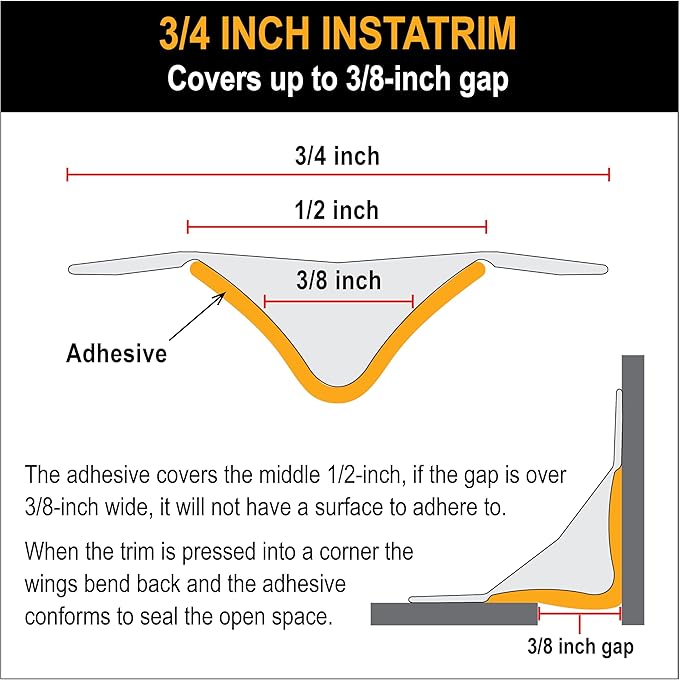 InstaTrim The Original Flexible Trim - 50ft Ivory 3/4" Wide Caulk Tape - - Image 3
