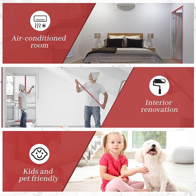 Amylove Zipper 60 x 102 Inch Dust Barrier Kit Red Edged Temporary Construction - Image 6