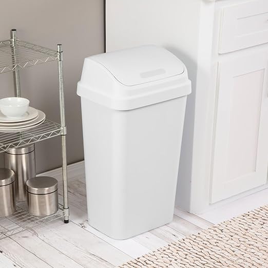 Sterilite 4-Pack Swing Top Wastebasket, Sleek Square Profile Trash Can - Image 3