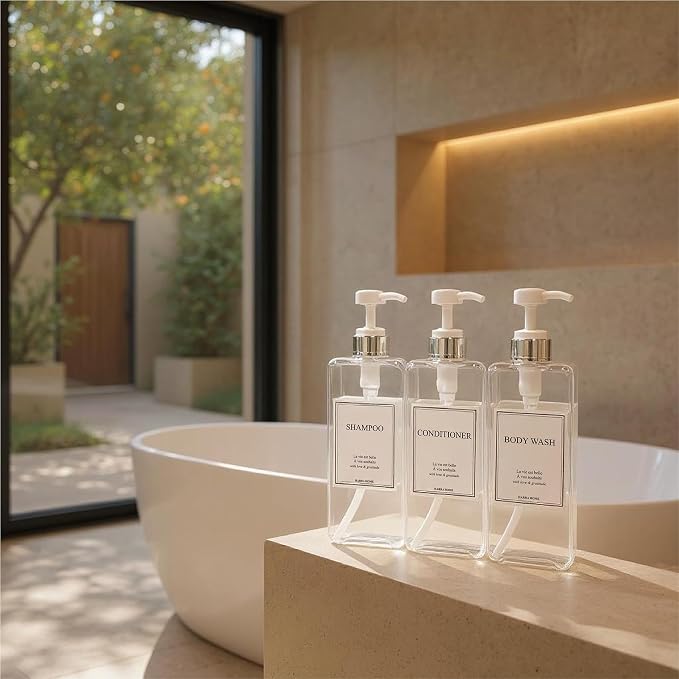 Modern Design Large 27 oz Shampoo and Conditioner Dispensers - Image 3