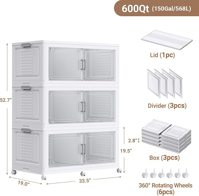 BROVIEW 52.7"H 150Gal Plastic Storage Bins - Image 2