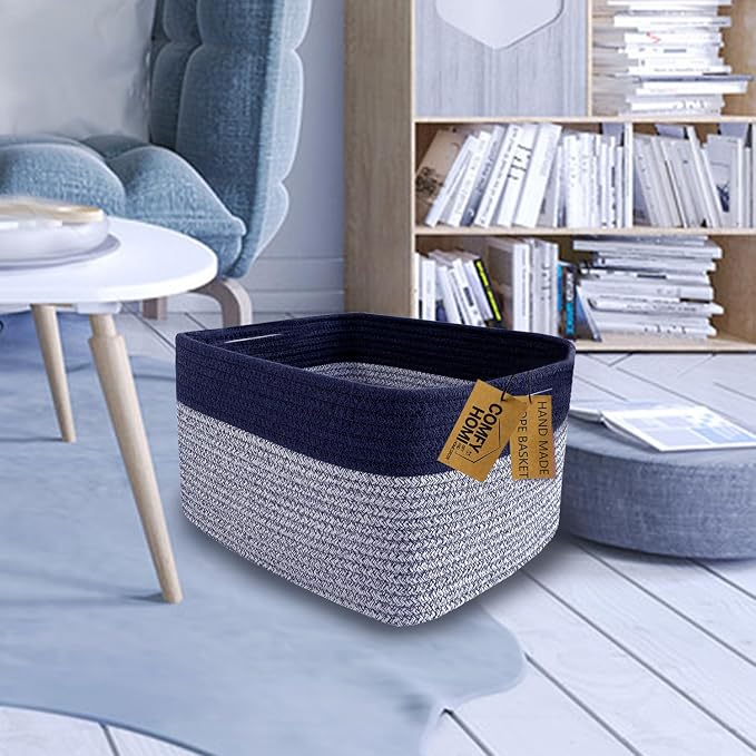 COMFY-HOMI 3PACK Rectangular Cotton Rope Basket - Image 3