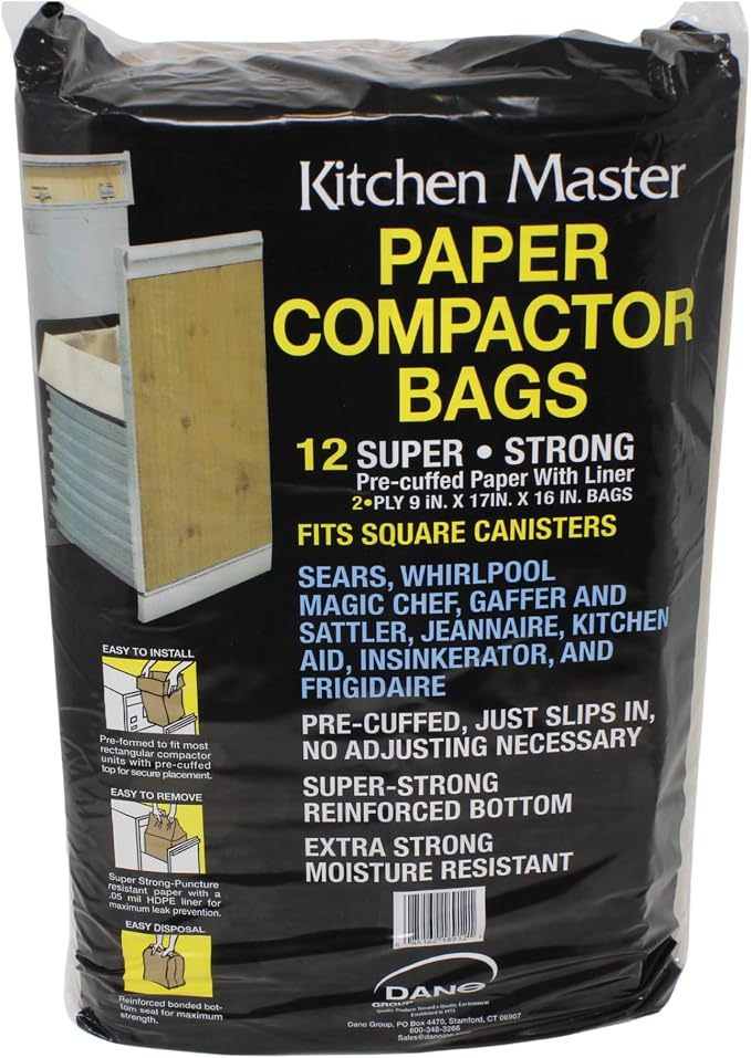 Kitchen Master Super Strong Compactor Bags | Precuffed, Garbage Compactor Bags by DanoGroup