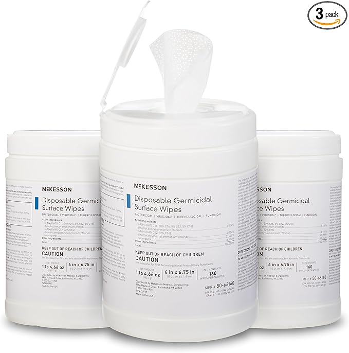 McKesson Germicidal Wipes Disinfecting Wipes, Alcohol Cleaning Disinfectant by McKesson
