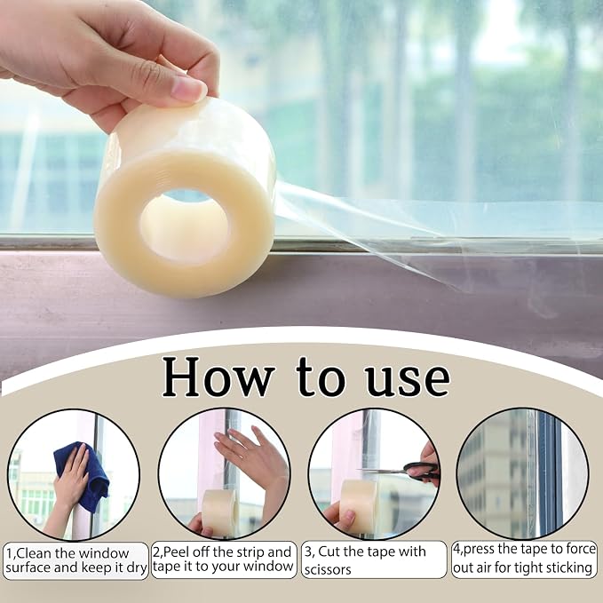 Transparent Window Seal Weather Sealing Tape 2 Inch x 35 Yards Weather - Image 4