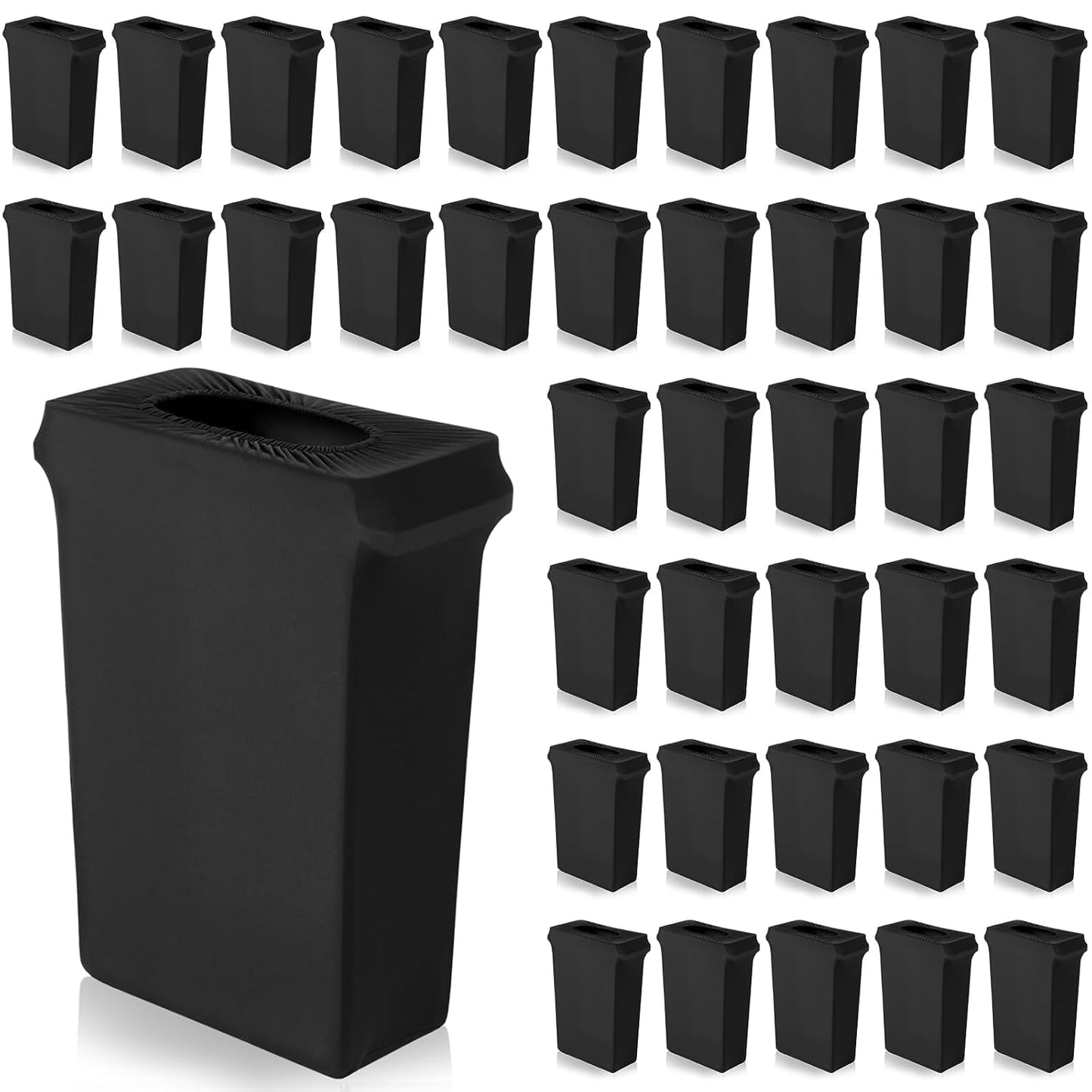 Windyun 40 Pcs 23 Gallon Spandex Trash Can Cover for Events,Black | Stretchable for Wedding Party Fundraiser, Garden Events Decor, Elastic Spandex Fabric, Hides Bins, Trash Can Not Included