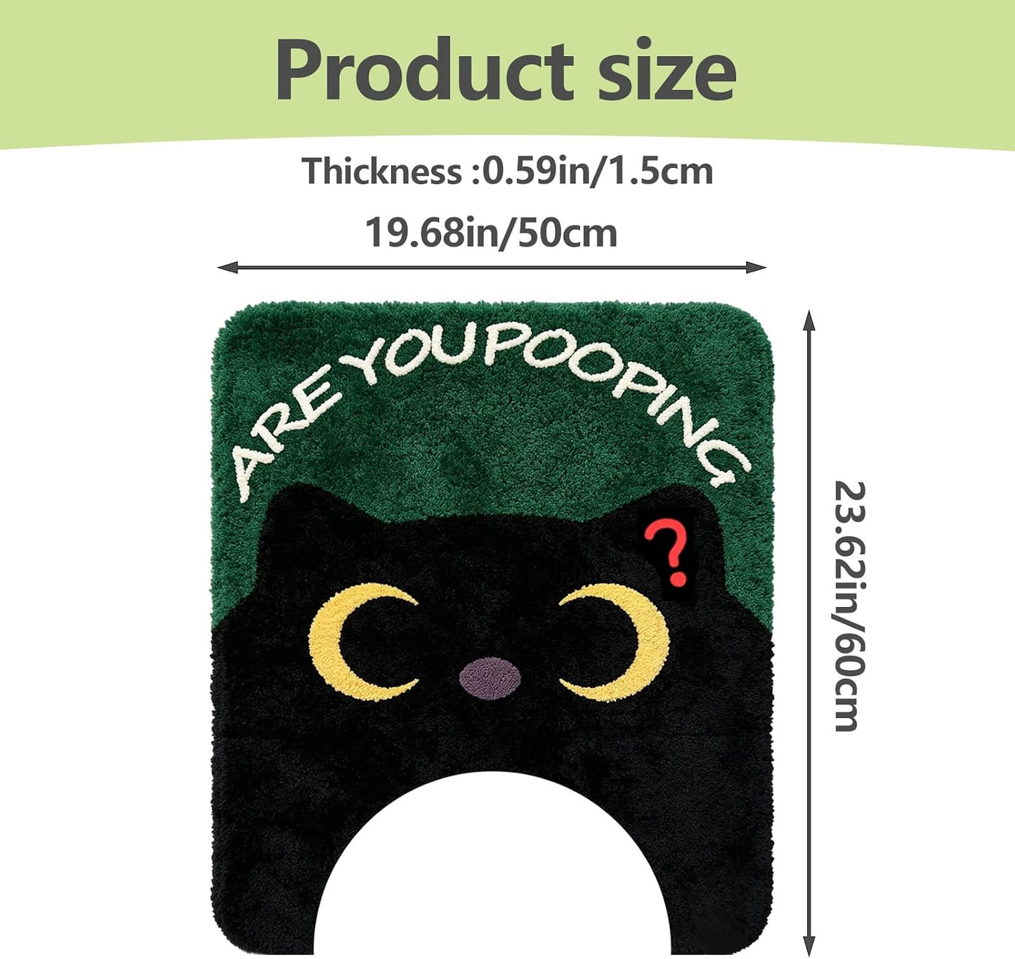 U Shaped Contour Toilet Rug, Non Slip Soft Water Absorbent Bathroom Floor Mat, Machine Washable Decorative Rug for Toilet Base, Cute Black Cat Pattern, 24 x 20 Inch
