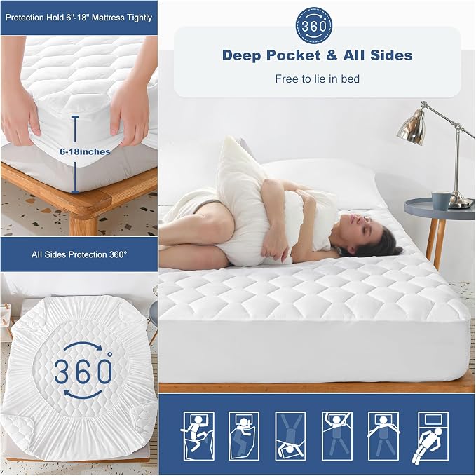 GRT Full Mattress Protector Waterproof, 100% Waterproof Quilted Fitted Mattress - Image 5