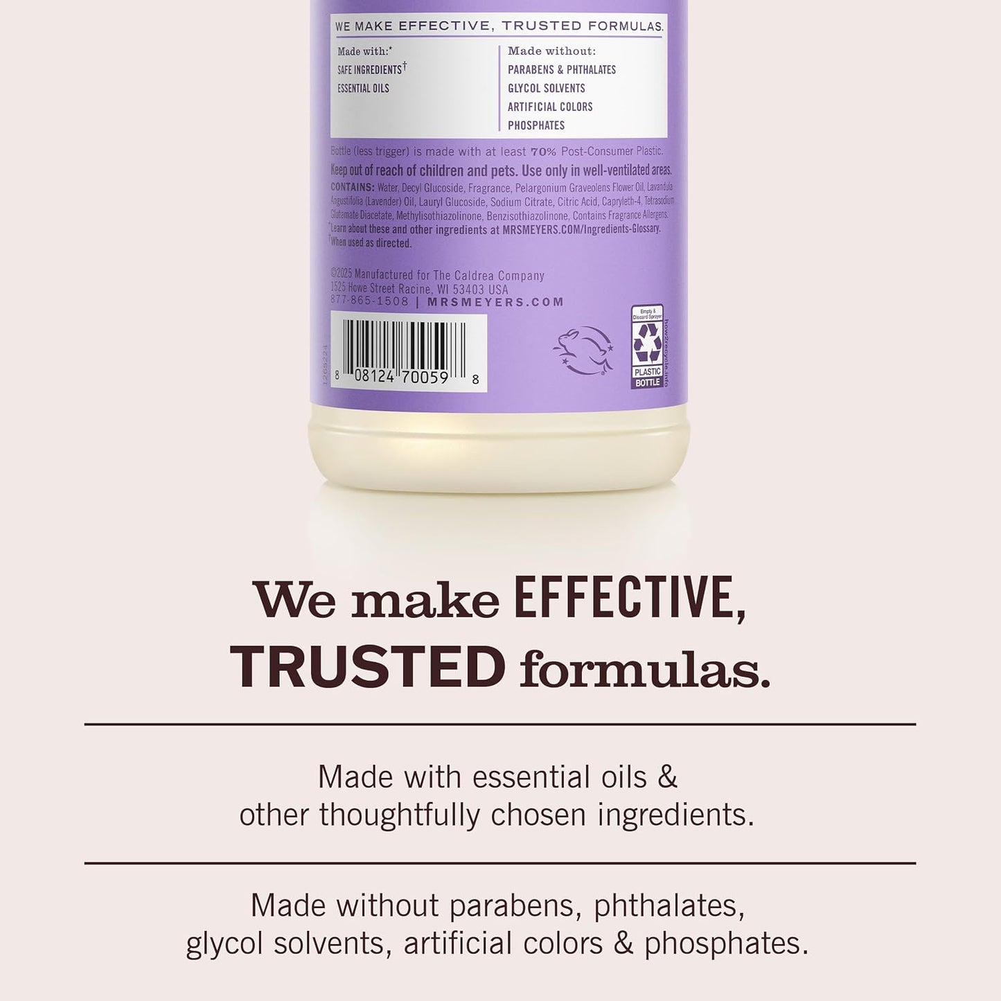 MRS. MEYER'S CLEAN DAY Multi-Surface Cleaner, Lilac, 16 fl oz, 3 Pack | Removes Dirt and Freshens Surfaces, Everyday Use, All-Purpose Cleaner, Cruelty Free, Made with Essential Oils