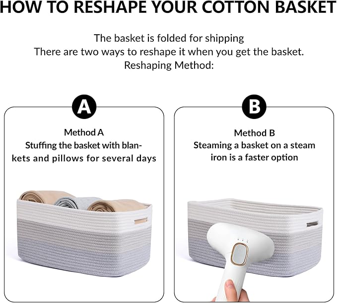 Large Storage Baskets for Organizing, Closet Shelf Baskets for Clothes Blanket - Image 7