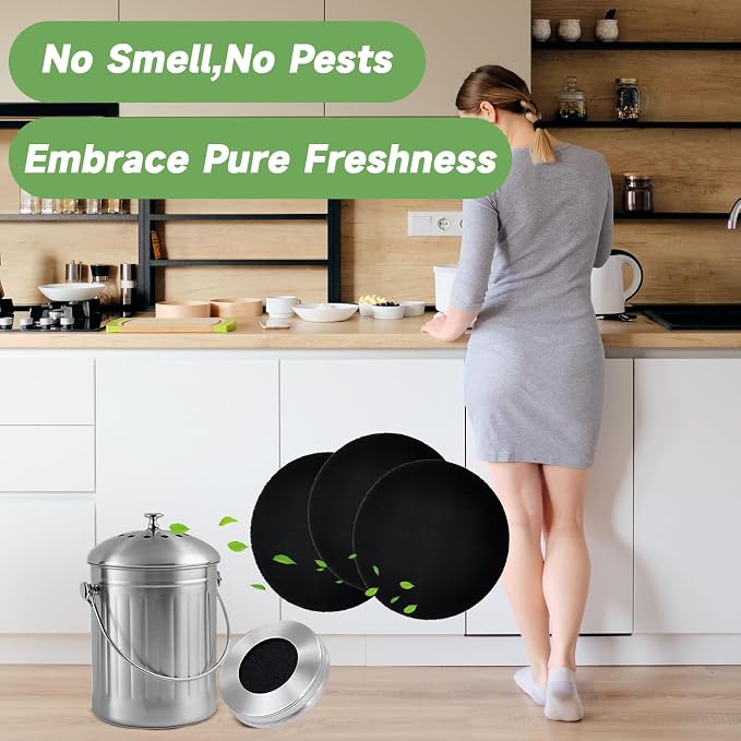 6.7 Inch Charcoal Filters for 16 Pack Kitchen Countertop Compost Bins - Image 9