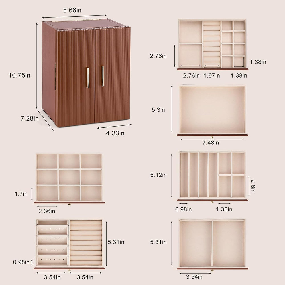 Dajasan Large Jewelry Organizer Box, 6-Tier Jewelry Storage Case with 5 Drawe...