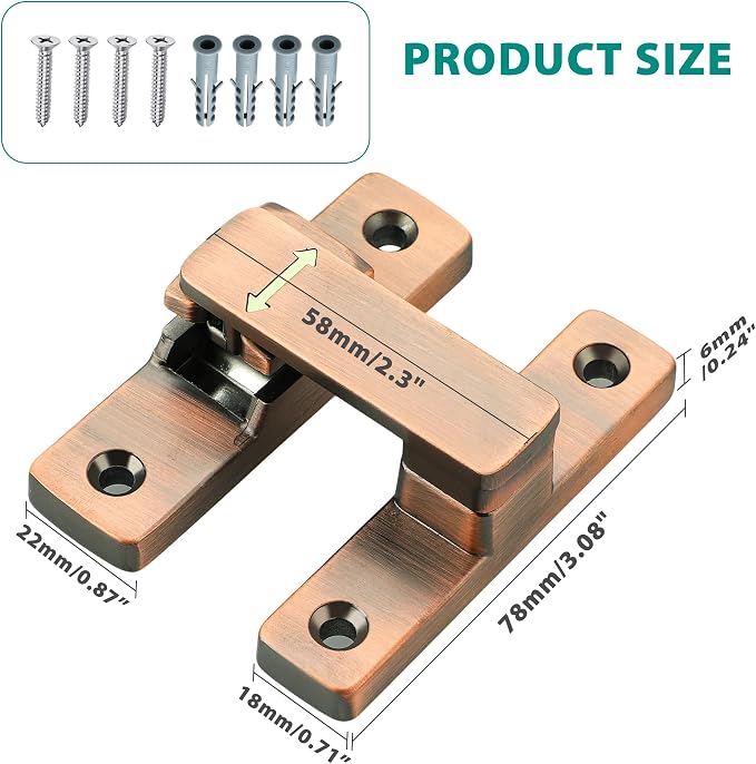90/180 Degree Flip Latch Gate Latch, Heavy Duty Black Safety Door Lock Enhanced - Image 2