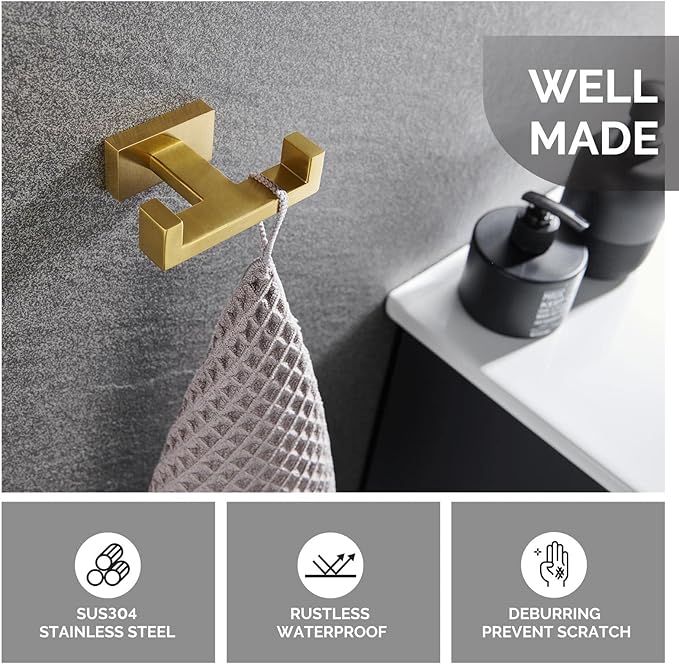 Angle Simple Towel Hook for Bathroom, SUS 304 Stainless Steel Hand Towel Holder - Image 5