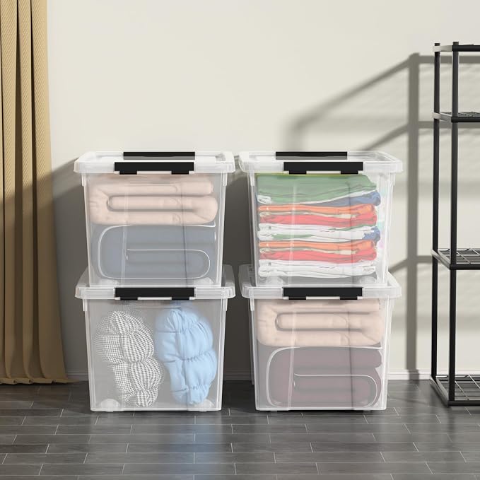 4 Pack Large Clear Plastic Storage Bins - Image 4
