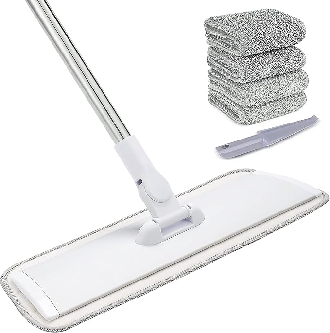 18" Professional Microfiber Mop Floor Cleaning System, Flat Mops by Makelifeeasier