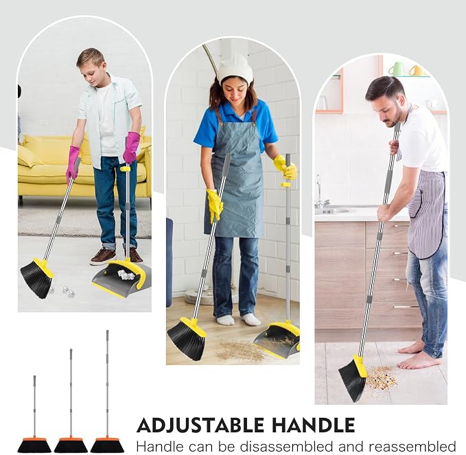 NACENA Broom and Dustpan Set, 55-in Long Adjustable Handle Broom Dustpan Combo - Image 7