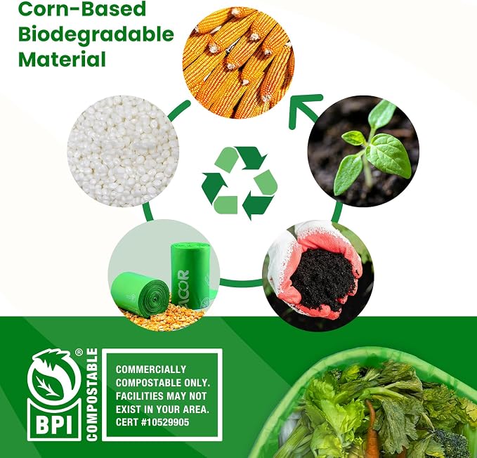1.6 Gallon Compostable Food Scrap Bags Handle Tie - Image 7
