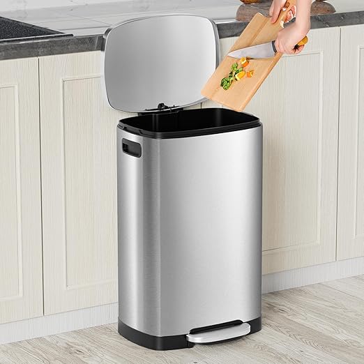 13 Gallon Trash Can with Lid, 50L Fingerprint Proof Stainless Steel Kitchen - Image 2