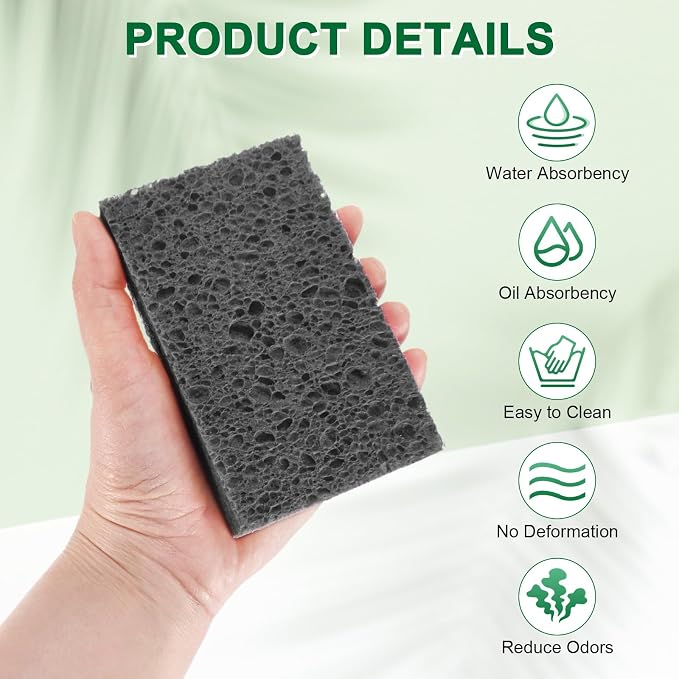 6-Pack Kitchen Sponges, Condense Eco Cellulose Non-Scratch Scrub Heavy Sponge - Image 2