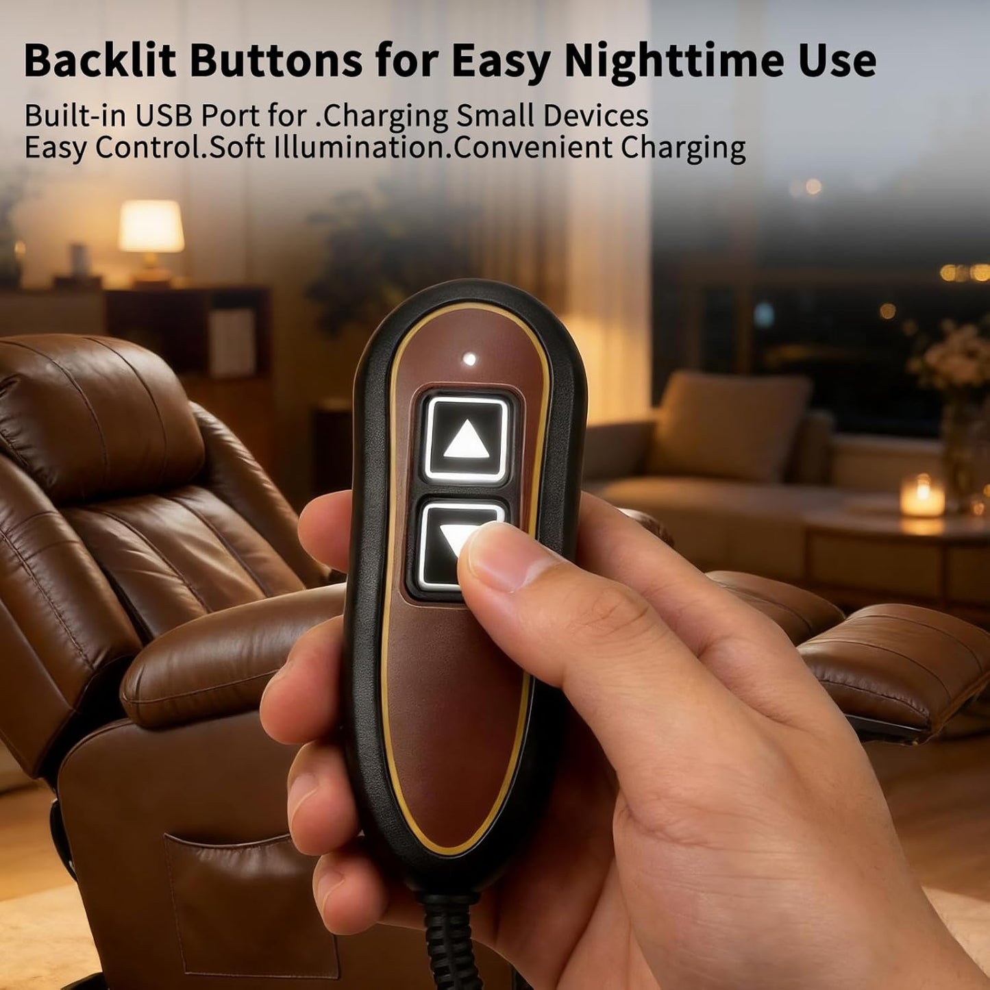 Upgraded 2 Button 5 Pin Lift Chair Remote Compatible with Golden Lift Chairs Kaidi Okin Dewert Power Recliners, Lighted Hand Control, Replace ZK1200-HC