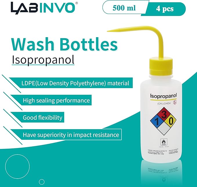 4pcs of Isopropanol Wash Bottles, Narrow Mouth, Self-Venting Safety Wash Bottles - Image 2