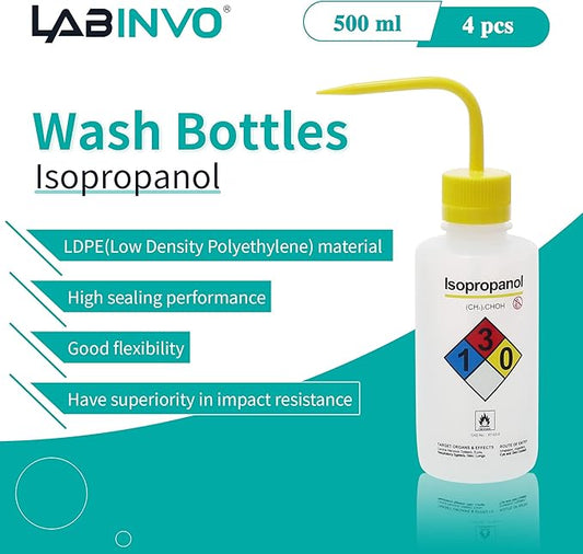 4pcs of Isopropanol Wash Bottles, Narrow Mouth, Self-Venting Safety Wash Bottles - Image 2