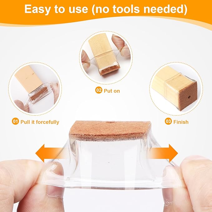 CHUNZEXI 32 Pack Square Chair Leg Floor Protectors - Image 4
