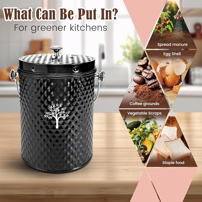 AOSION Countertop Compost Bin Kitchen，Odorless Indoor Compost Bin - Image 4