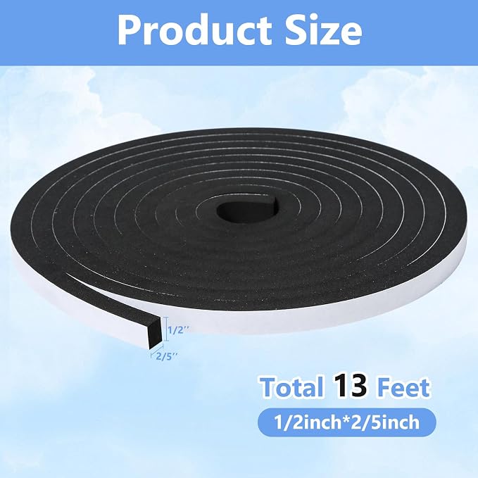 Weather Stripping Door Seal Strip- 1/2 Inch X 2/5 Inch X 13Feet, Strong Adhesive - Image 2