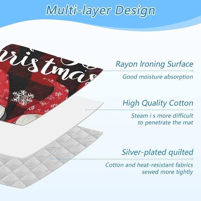 Red and Black Checkered Christmas Gnomes Ironing Mat - Image 3