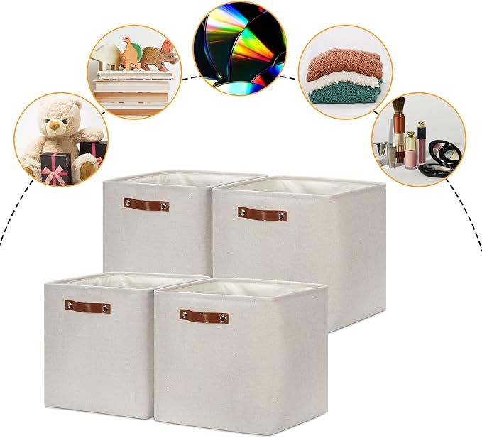 DULLEMELO Storage Bins, 4 Pack Of 13x13x13 Decorative Storage Cube Bins Suit - Image 2