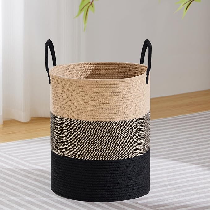 VIPOSCO Large Laundry Hamper, Tall Woven Rope Storage Basket by VIPOSCO