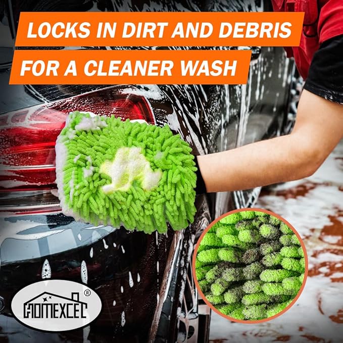 HOMEXCEL Car Wash Mitt, 2PK Chenille Microfiber Wash Mitt, Scratch-Free & - Image 3