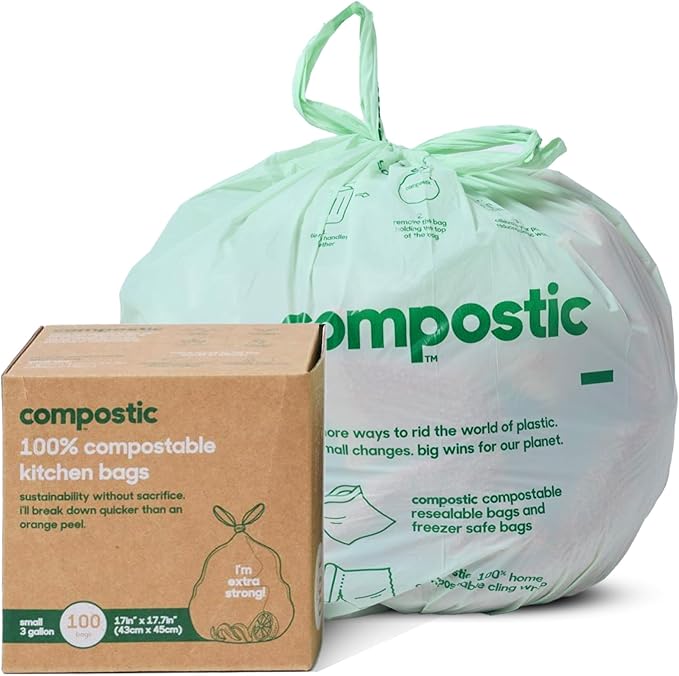 Compostic Home Compostable Trash Bags, 3 Gallon Small Kitchen Rubbish Bags by COMPOSTIC