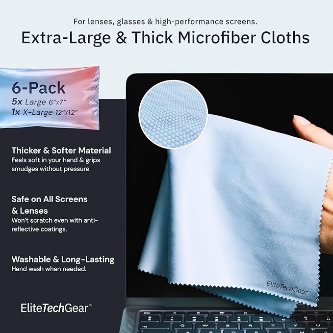 Elite Screens Microfiber Cleaning Cloths 6-Pack - Image 2