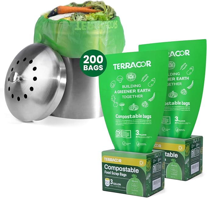 3 Gallon Compostable Trash Bags, Compost Bags by TerracorPackaging
