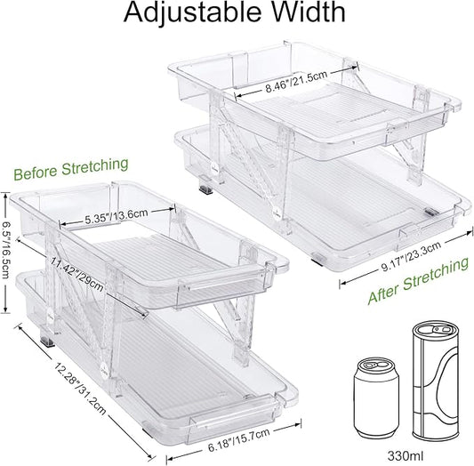 2 Pack Drink Organizer for Refrigerator, Soda Can Dispenser, Adjustable Width - Image 2