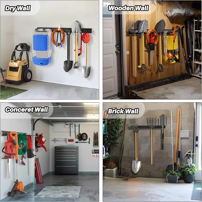 Garage Garden Tool Organizer Wall Mount, Heavy Duty Garage Tool Storage Rack 48 - Image 4