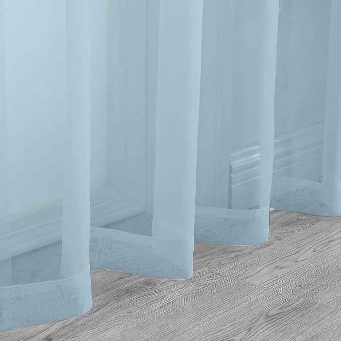 Chyhomenyc Light Blue Sheer Curtains 84 Inch Length 2 Panels, Light Filtering - Image 8