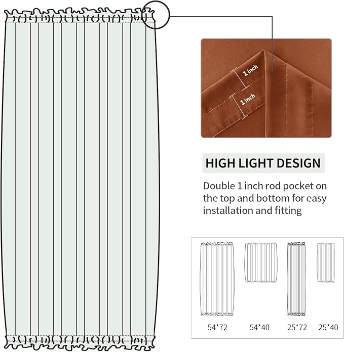DWCN French Door Curtains – Rod Pocket Thermal Blackout Curtain - Image 3