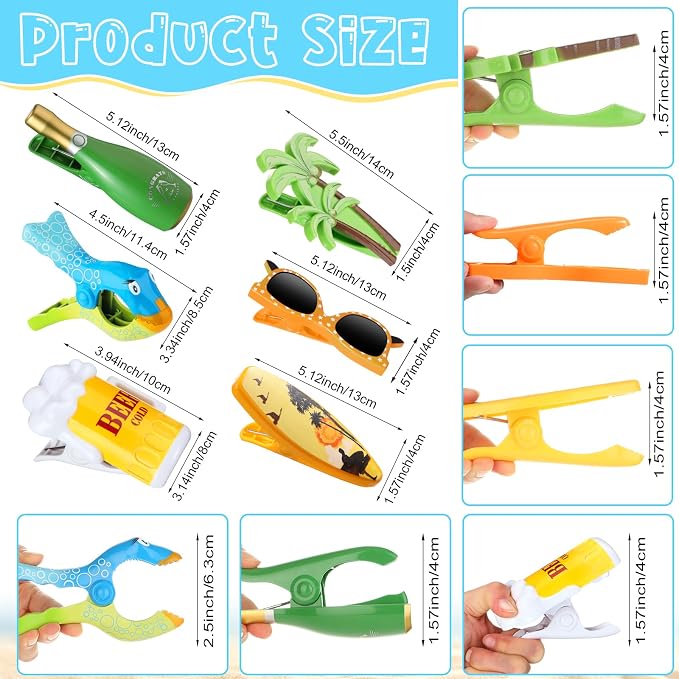 Honoson 12 Pcs Beach Towel Clips Beach Chairs Clips Plastic Swimming Pool Towel - Image 2