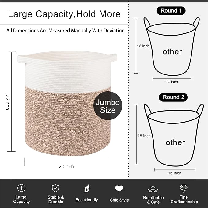 OIAHOMY 80L Laundry Hamper, Storage Basket - Image 4