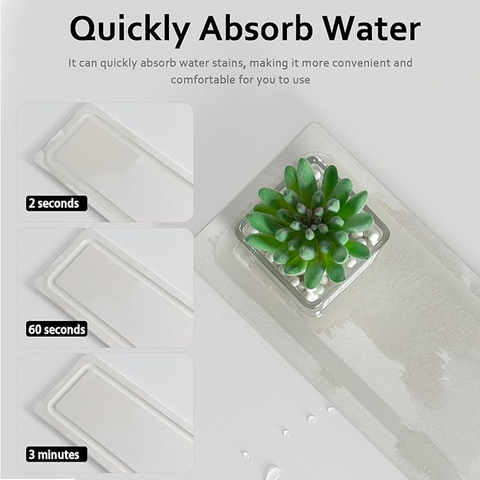 2 PCS Fast-Drying Stone Trays for Bathroom Sink & Kitchen Counter, Water - Image 2