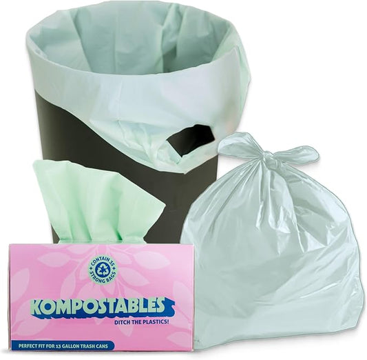 BPI 100% Home Compostable Kitchen Trash Bags, 13 Gallon 1.5 Mil Heavy Duty by Unknown