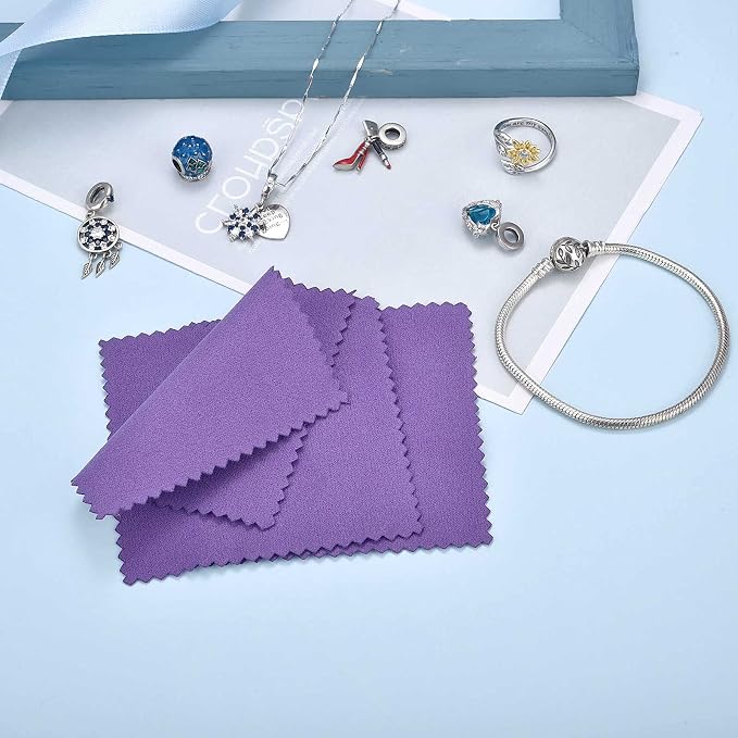 SEVENWELL 50pcs Jewelry Cleaning Cloth Dark Purple Polishing Cloth - Image 7