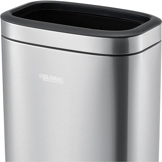Global Industrial 8 Gallon Stainless Steel Slim Open Top Receptacle - Image 5